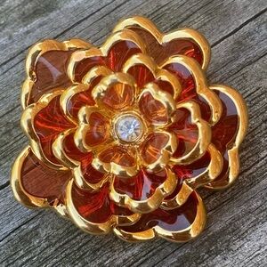 Joan Rivers Plique A Jour 3D Flower brooch-  excellent condition